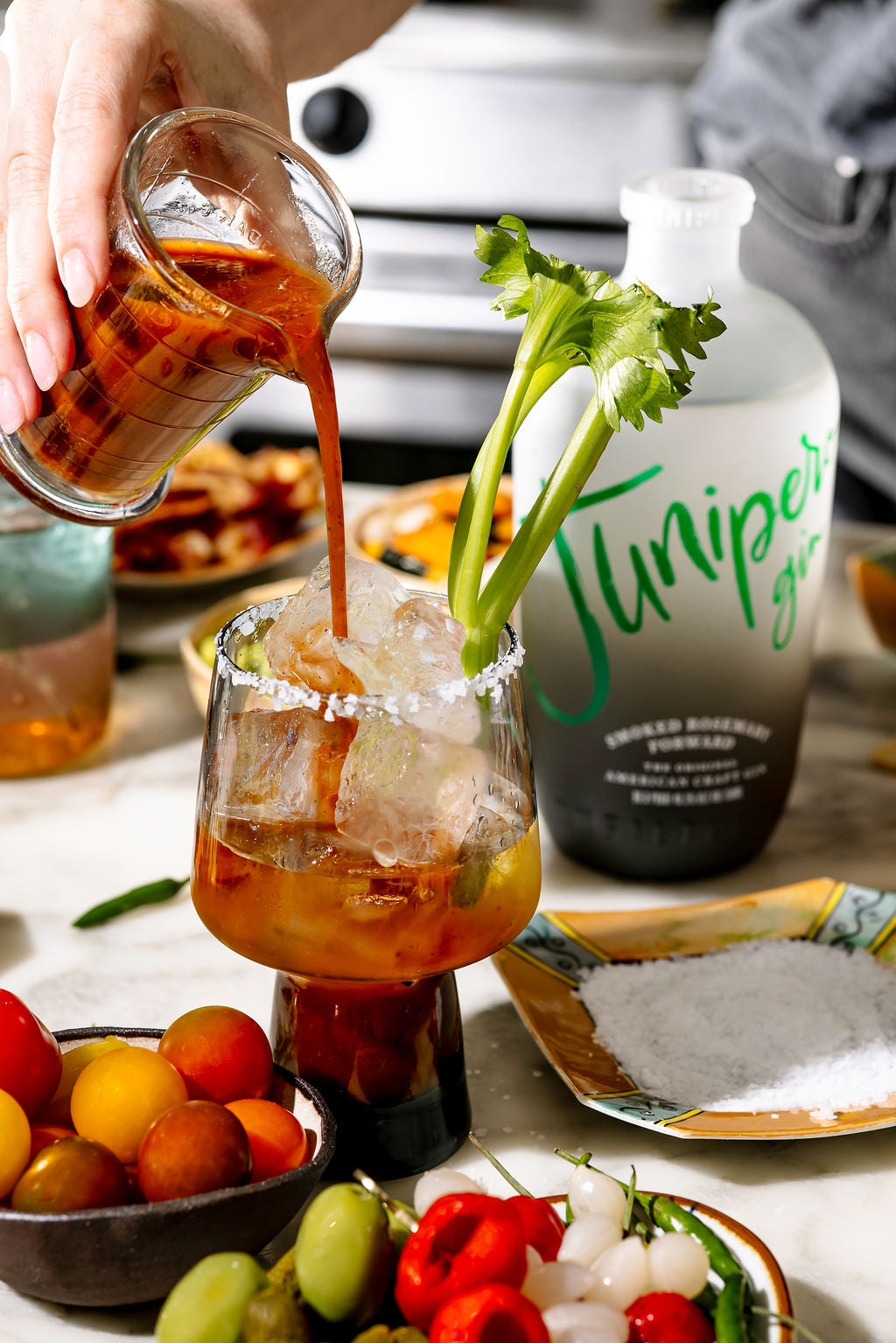 Bloody Mary cocktail with Smoked Rosemary Gin